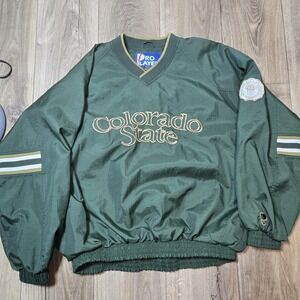 Vtg 90s Pro Player Colorado State Pullover Jacket  Windbreaker Green XL
